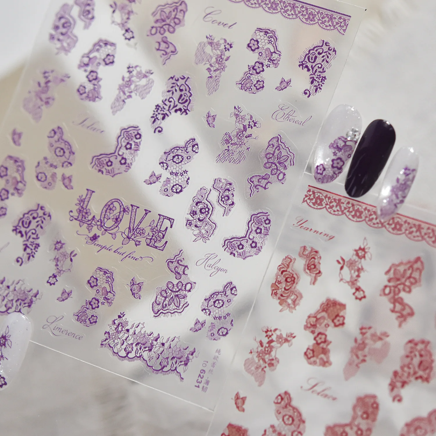 Flat Hollow Lace Nail Sticker Delicate Flower Cluster Vine Butterfly Weaving Gauze Adhesive Nail Art Stickers For Manicure Decal