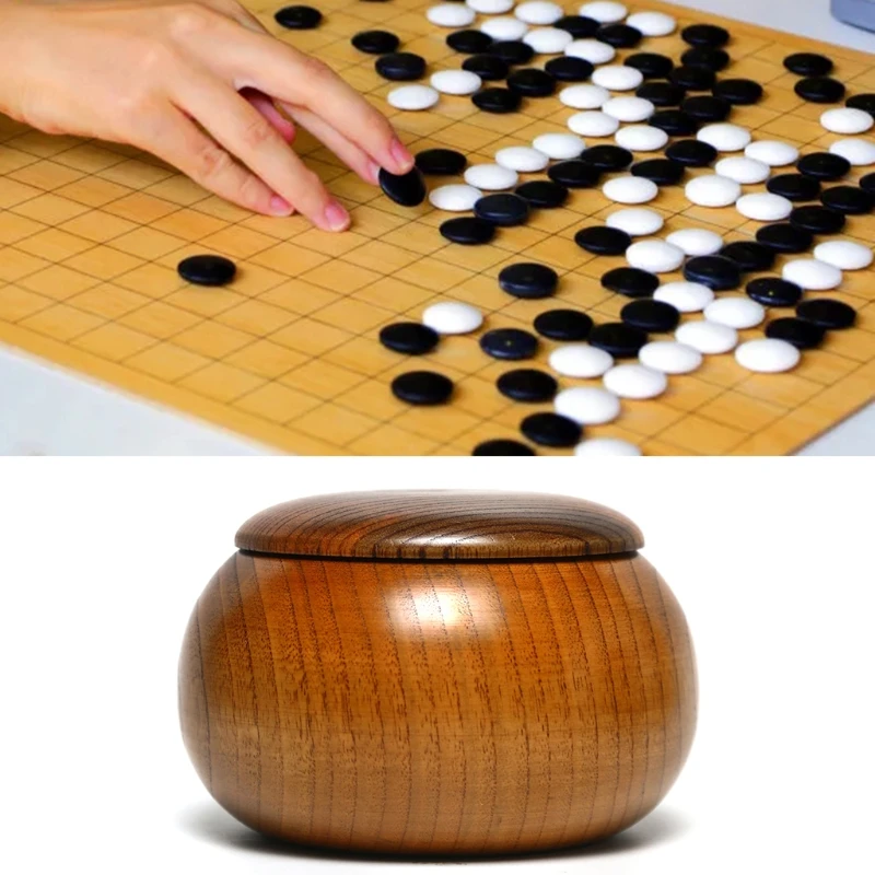 F92b Wooden Go Cans Stones Storage Bottle Go Game Game Chess Bowls with Lid Weiqi Box Storage for Case Go Game Chess Bowls