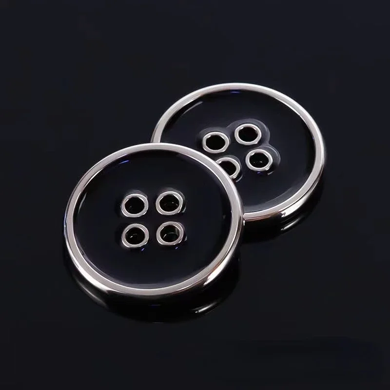 10PCS 4-hole Buttons Small Large Round Zinc Alloy Buttons Woman Fashion Woolen Cloth Coat Accessories