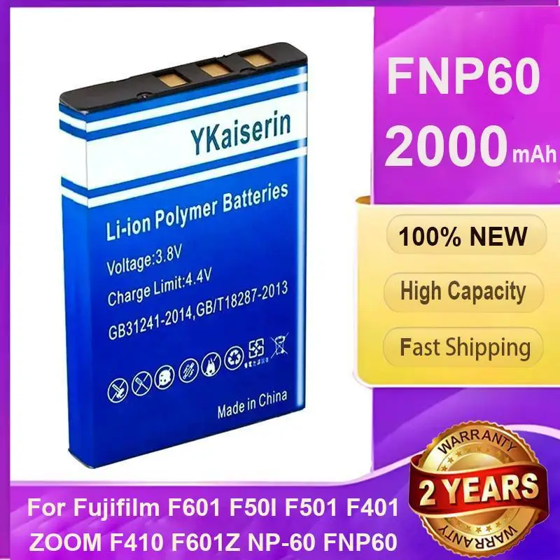 

Аккумулятор 2000 мАч для Fujifilm F601 F50I F501 F401 Zoom F410 F601Z NP-60 FNP60 NP60 Slb 1137 1037 K5000 D-Li2 LI-20B Cnp-30