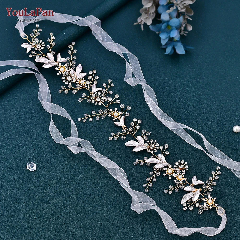 YouLaPan Wedding Sash Bridal Belts Fashion Women Belt Leaf Rhinestone Sash Belt Crystal Bridesmaid Belts Wedding Dress Bel SH294