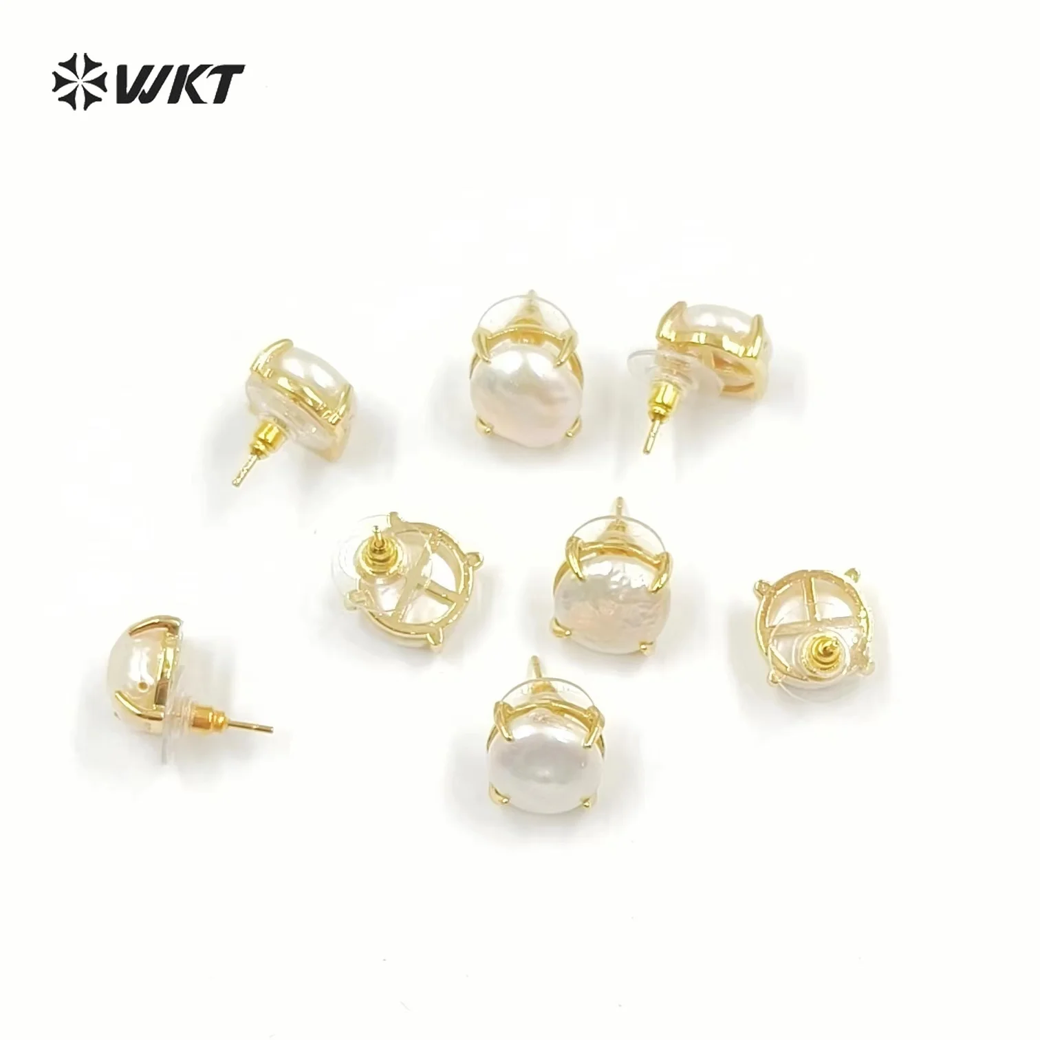 WT-MPE079 Elegant Fashion Lady Claw Setting 18K Real Gold Plated 10MM Studs For Friend Birthday Gift Accessories