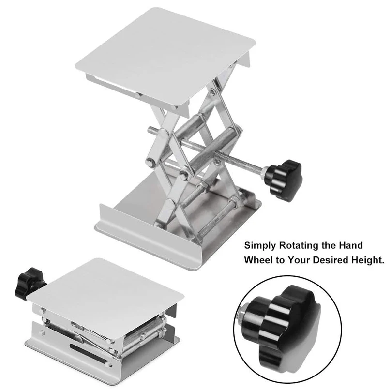

Stainless Steel Lab Jack Stand Table Lift Laboratory Mini Scissor Lift Jack 4" x 4"，Lab Scissors Jack，4 x4 Inch Lab Lift Jack