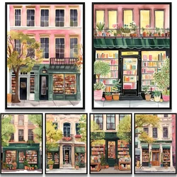 Vintage Book Store Poster Print Canvas Painting Wall Art Picture for Book Lover Gift Library Living Room Bedroom Home Decoration