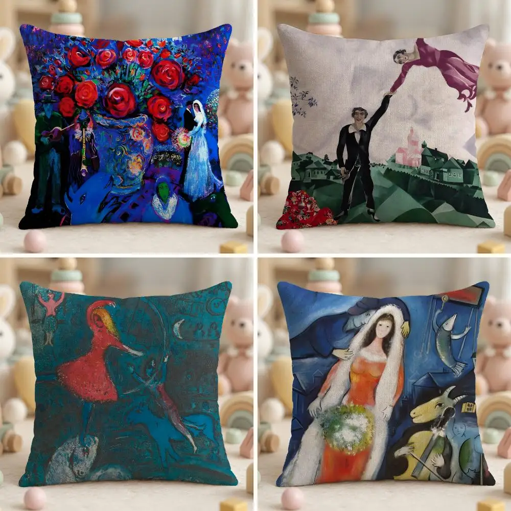 Famous Artist M-Marc ChagallS Cushion Cover Ultra Soft Throw Pillow Cover Skin Friendly for Sofa Bed Home Decor Gift