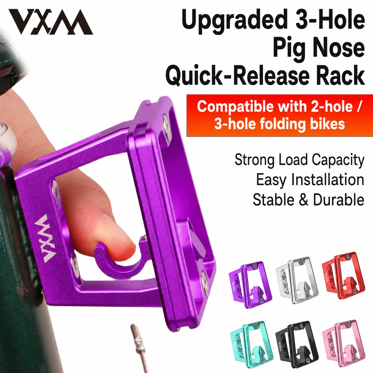 Aluminum Alloy Folding Bicycle Front Shelf Three Hole Quick Release pig nose Bracket 16 inch K3 Compatible Small Cloth Front Bag