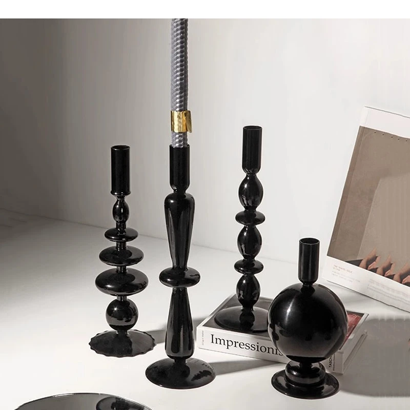 Modern Simplicity Glass Candle Holder Retro Tabletop Candlelight Dinner Decoration Home Container