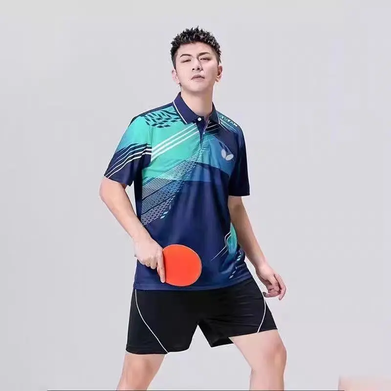 Custom men's and women's table tennis T-shirts and shorts Quick drying breathable badminton clothing team custom pattern