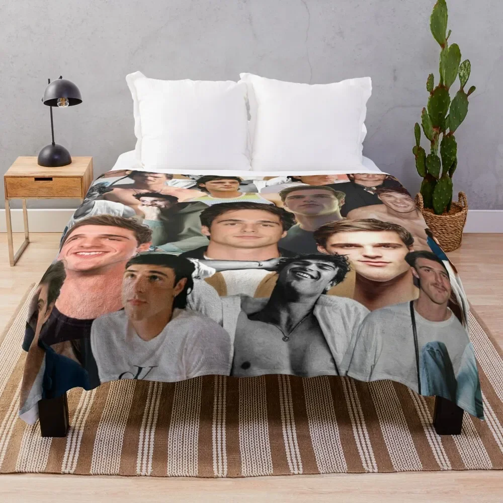 Jacob Elordi photo Collage Throw Blanket Winter beds Softest heavy to sleep Shaggy Blankets