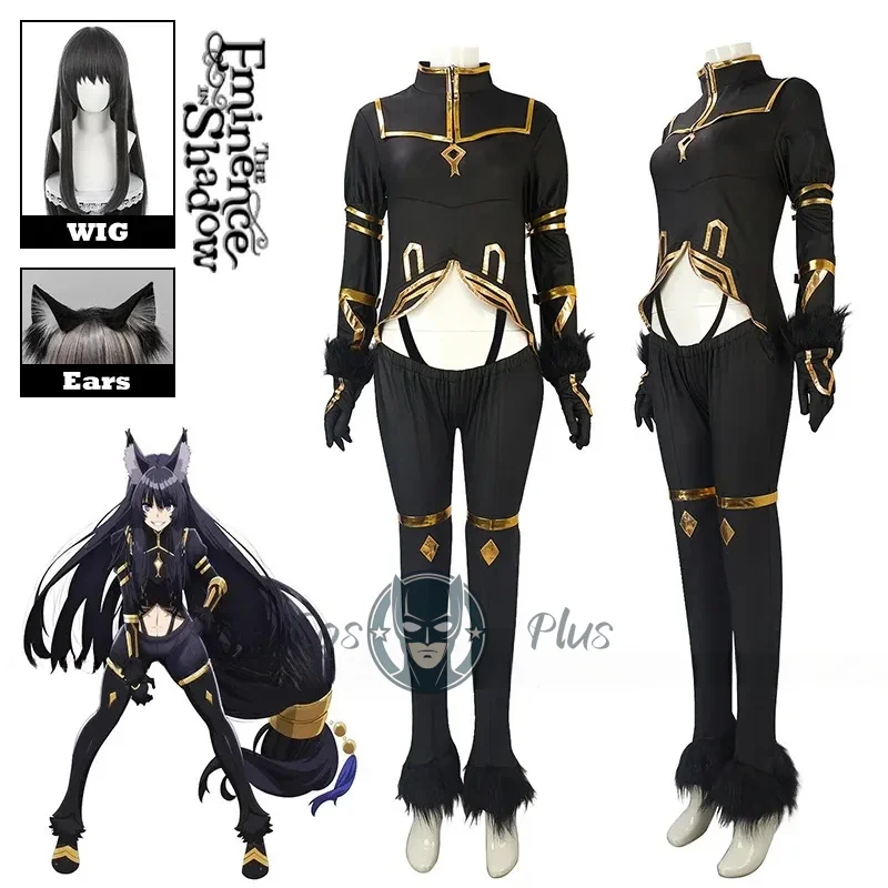 

Дельта Косплей Костюм Парик Аниме The Eminence In Shadow Черная Униформа Комбинезоны Уши Тень Сад Хэллоуин Вечеринка Наряд