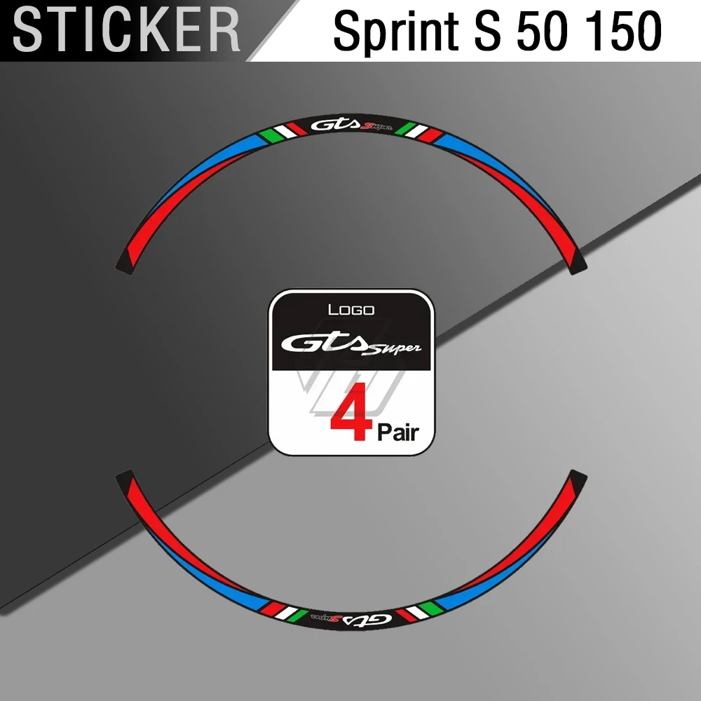 

For Vespa Sei Giorni GTS 300 300ie Travel Scooter 12 inch Wheel Reflective PET Sticker Kit