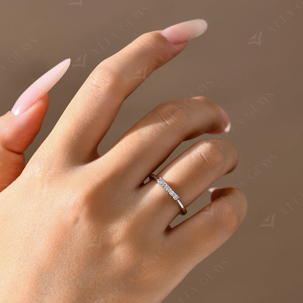 ATTAGEMS 2mm Round Cut lab Diamond Ring Pure 10k 14K 18K Gold for Women Girl Anniversary Gift Simple Versatile Ring Fine Jewelry