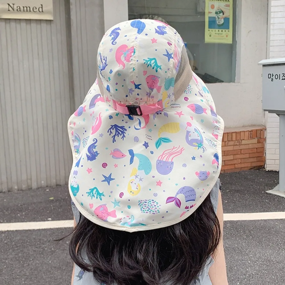

New Sun Protection Children's Sunshade Hat Breathable Cartoon Pattern Children Hats Thin Big Brim Sun Hat Summer