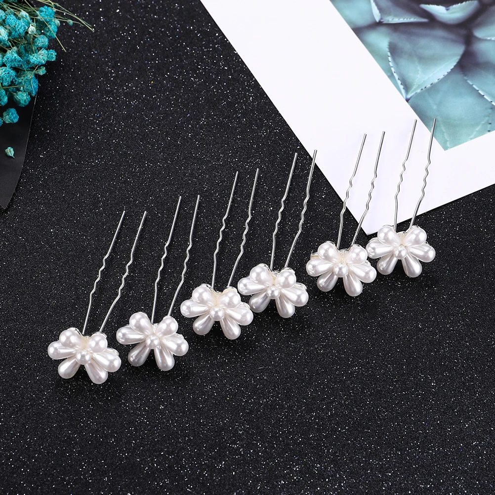 

6 Pcs Pearl Hairpin Bride Stylish Headwear Fashionable Headdress Unique Accessories