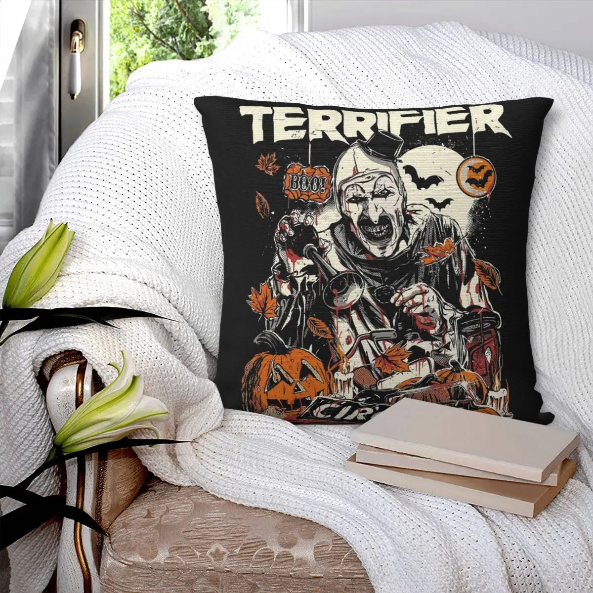 Retro Terrifier Movie Pillowcase Printing Polyester Cushion Cover Decorative Pillow Case Cover Chair Drop Shipping 40X40cm