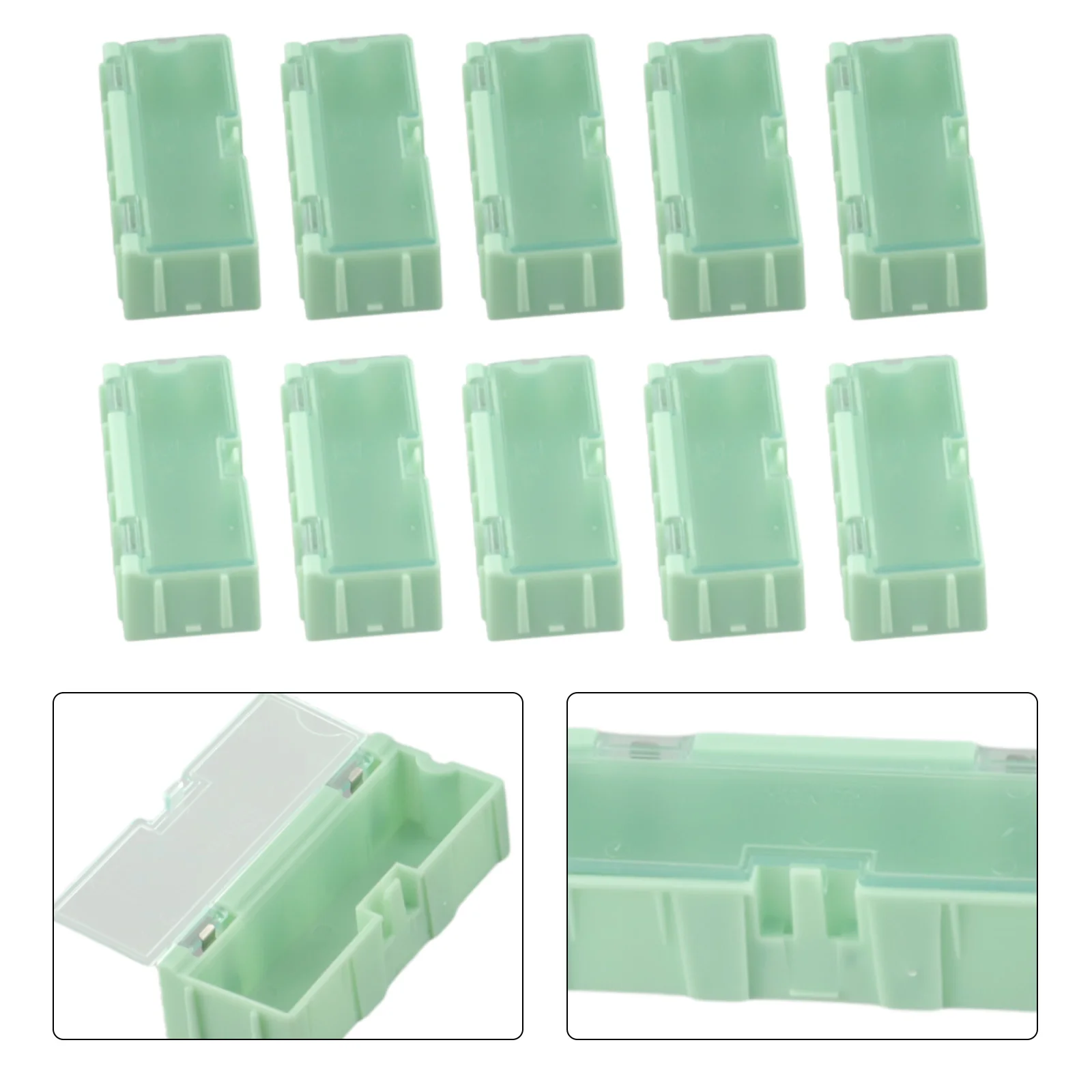 10PCS Organized Component Storage Box for SMD Electronics IC Chip Resistors Capacitors and Small Fasteners with Snap Closure
