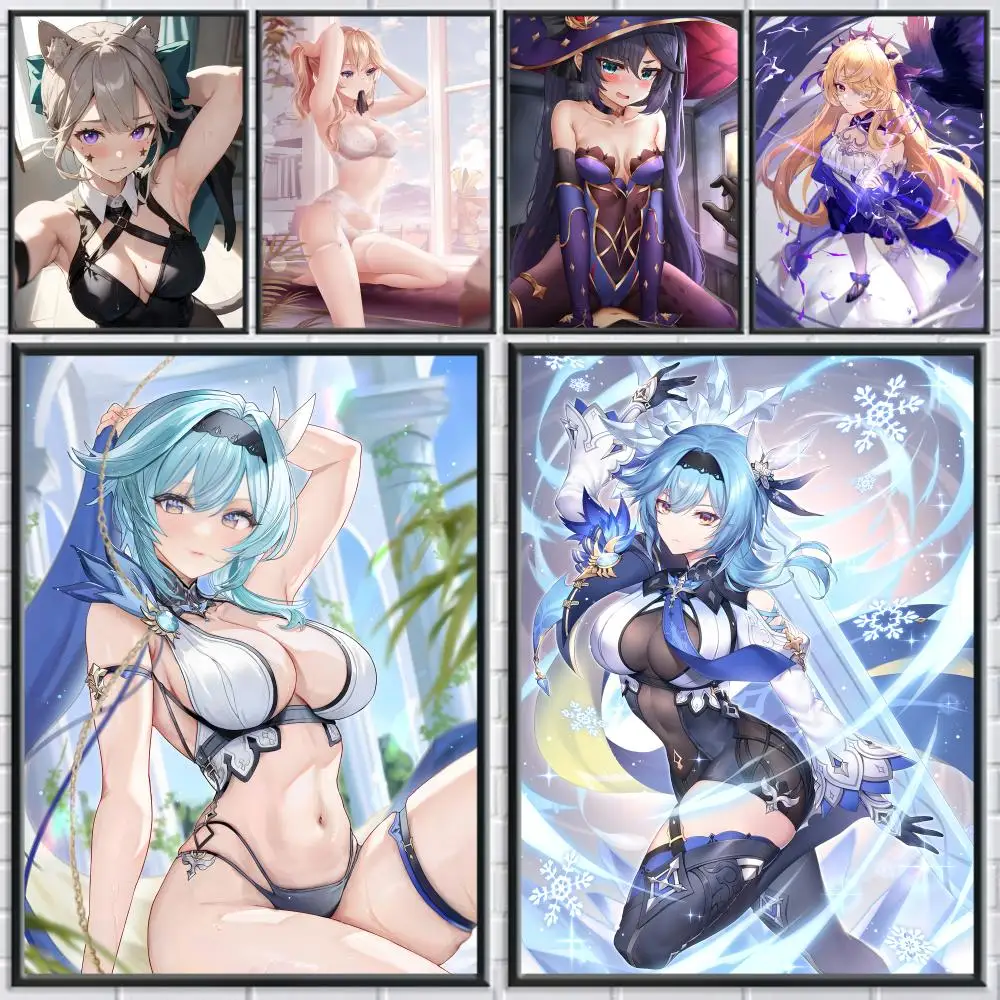 

Genshin lmpact Girl Poster Posters Fancy Wallart Sticker for Living Room Bar Painting Decoration Room Wall Decor