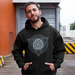 Valknut Ice Flame Valhalla Odin Hoodie men's winter clothes Gray Purified Sweatshirt Novelty Pullovers printed graphic hoodies