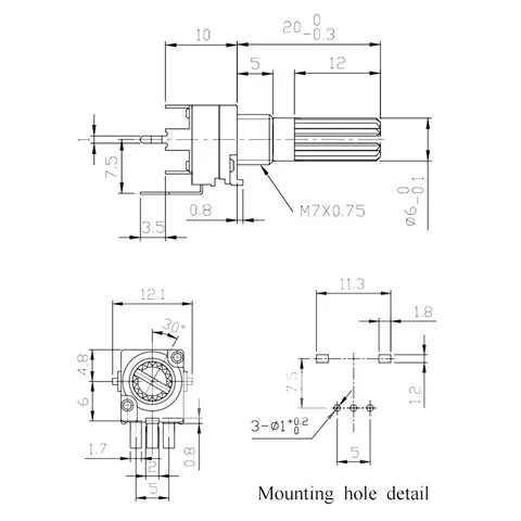 20 st RK097 Potentiometer Vertikal Enkellänk B2K 5K 10K 20K 50K 100K 500K 1M Ohm 15mm Växellös 3-polig 10 best sales 10k potentiometer - №10