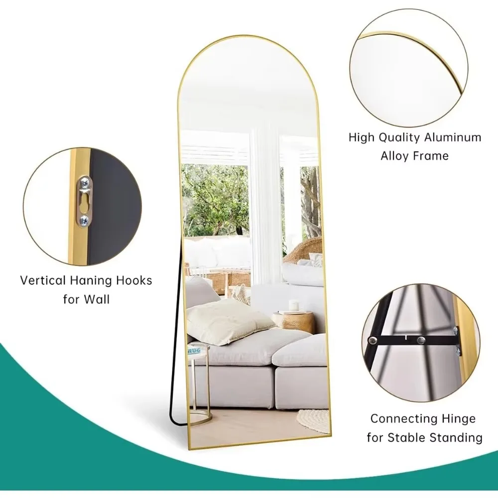 Full-length mirror with stand, full-length mirror, gold floor-to-ceiling mirror free-standing, bedroom, living room, cloakroom