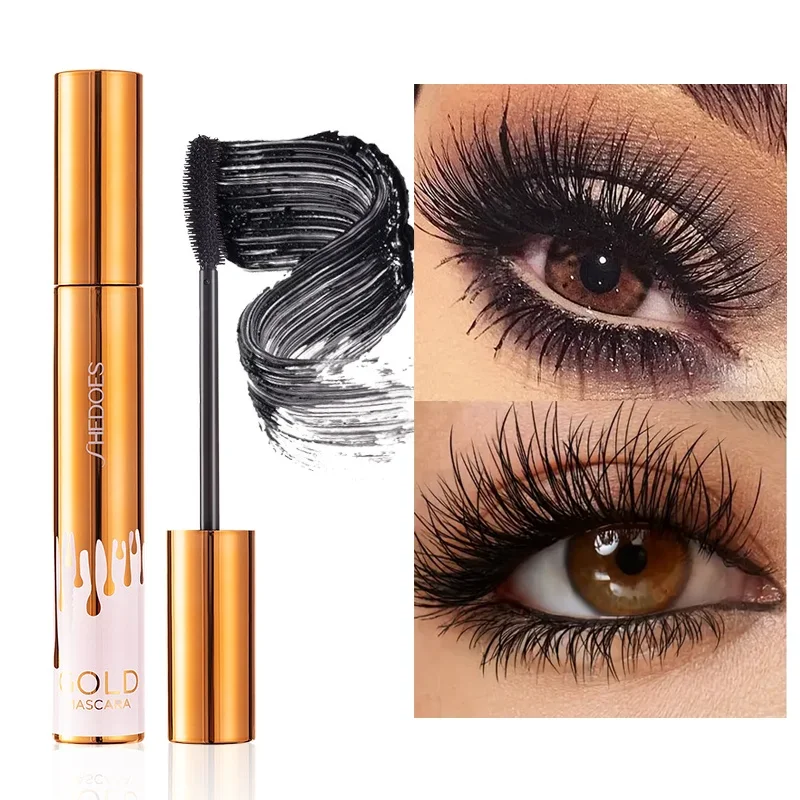 Thick Curly Eye Black Waterproof Non Smudging Slim Durable And Makeup Free Eye Black Gold Color Mascara