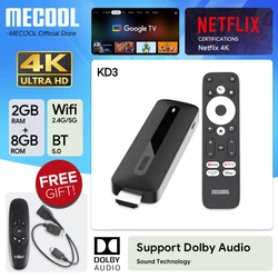 MECOOL KD3 Android 11 TV Stick with Netflix 4K Certified Dolby Audio 2+8G Google Certified Google TV Stream Media Receiver Stick