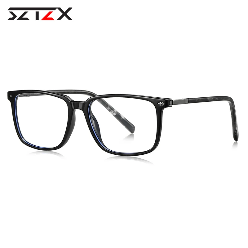 

SZTZX новые высококачественные ретро квадратные оправы с защитой от синего света, мужские очки для чтения, мужские очки для близорукости, оптические очки по индивидуальному заказу