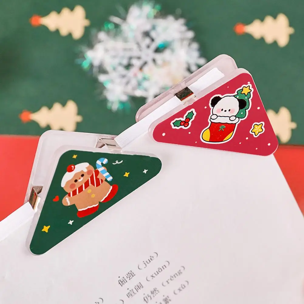 1pcs Christmas Paper Clip Triangle Corner Clips Kawaii Page Holder File Photo Christmas Clamp Stationery Office