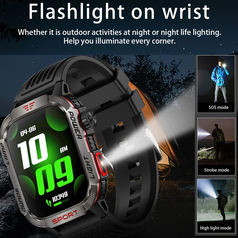 wonlex HT28 Smart Watch LED Flashlight Compass Altitude Air Pressure IP68 Waterproof Fitness Tracker 600 mA Smartwatch Men Women