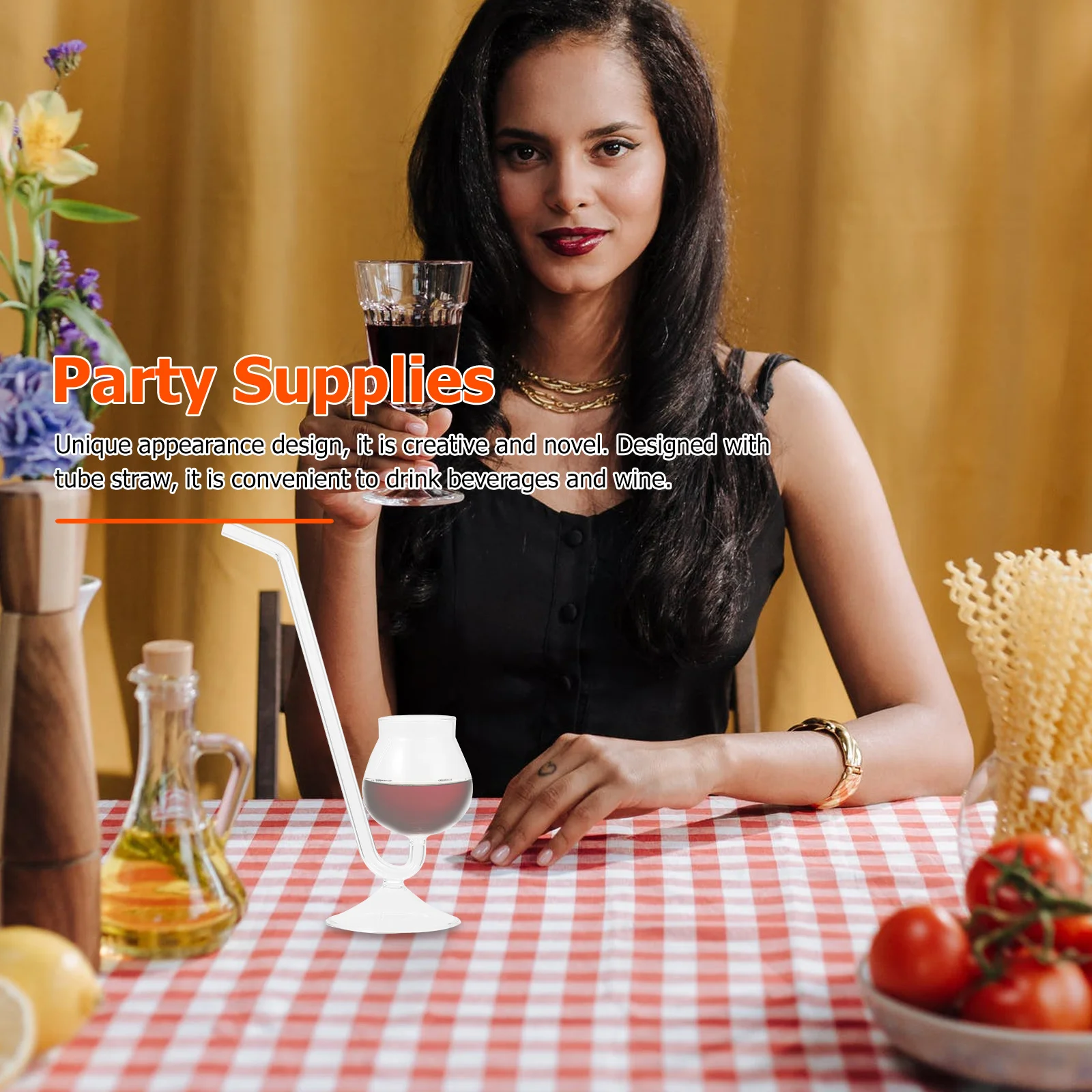 

1Pcs Smooth Delicate Wine Cup Glass Straw for Household Glassware Wine Cup with Straw Glass Cups Party Supplies