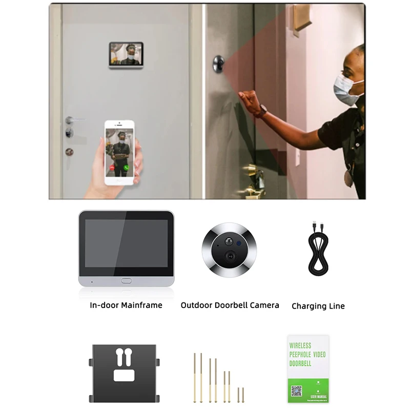 Wifi Wireless Peephole Access Control 1080P 2.4G Auto Sensor Door Eye Camera 4.3 Inch Digital Access Control Video Door Chime