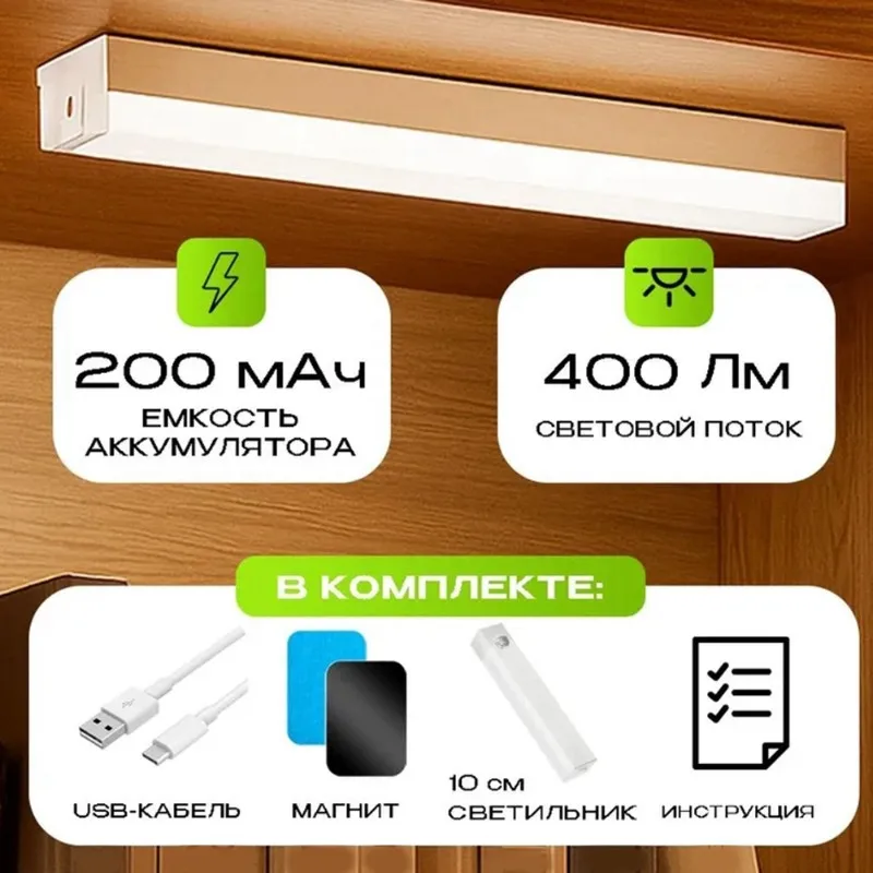 

ABKW-Wireless Motion Sensor LED Night Lamp 10Cm Wall Light USB Rechargeable For Bedroom For Kitchen Hallway