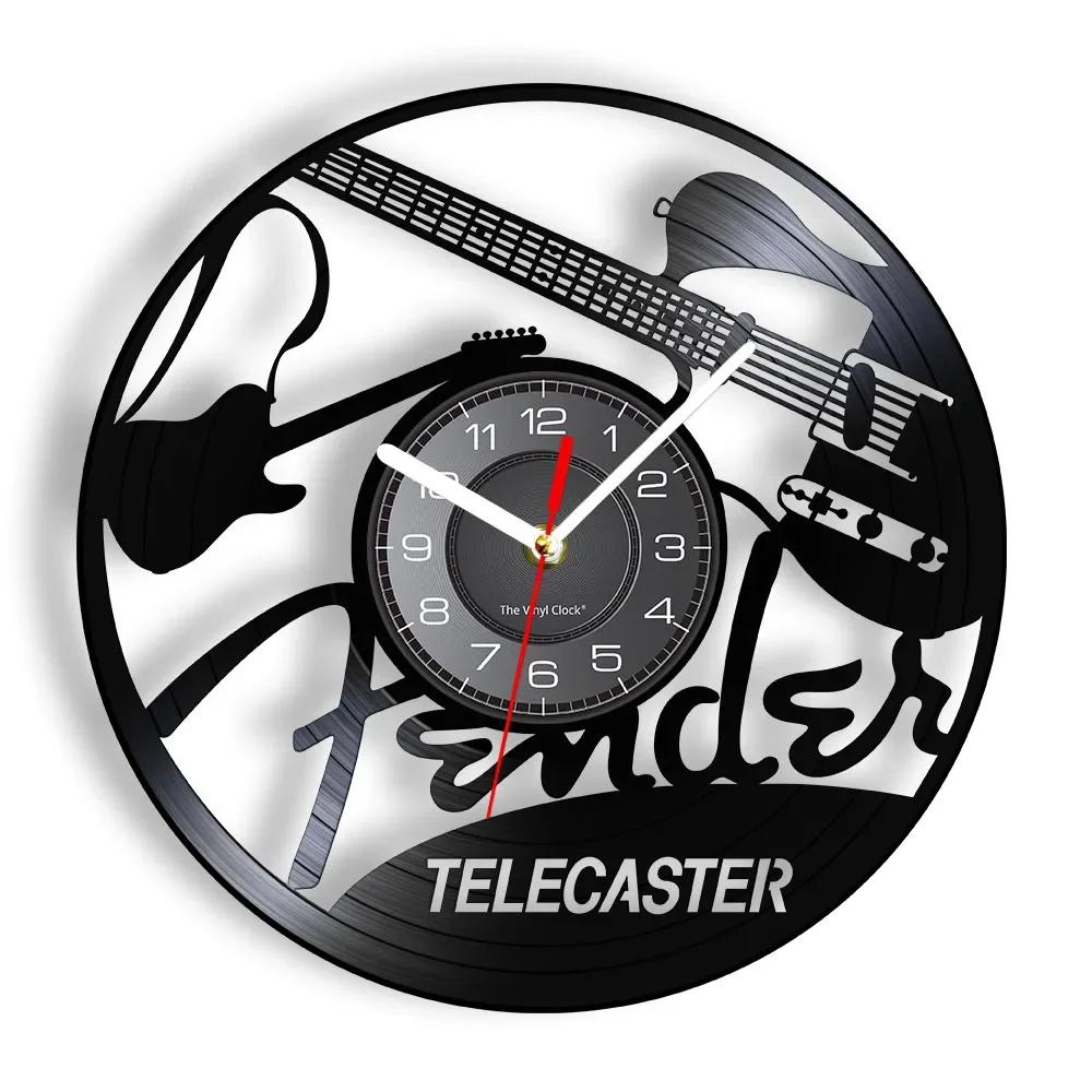 Reloj de Pared de Vinilo con Diseño de Guitarra Eléctrica, Instrumentos Musicales, Estudio Musical, Arte Moderno Único, Reloj de Pared de Vinilo LP Vintage