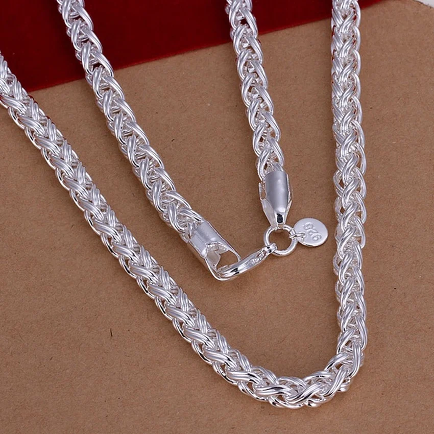 

Nice 925 Sterling Silver Noble Luxury Gorgeous Charm Fashion Solid 8mm Men Women Party Chain Twisted Necklace 20inches Jewelry