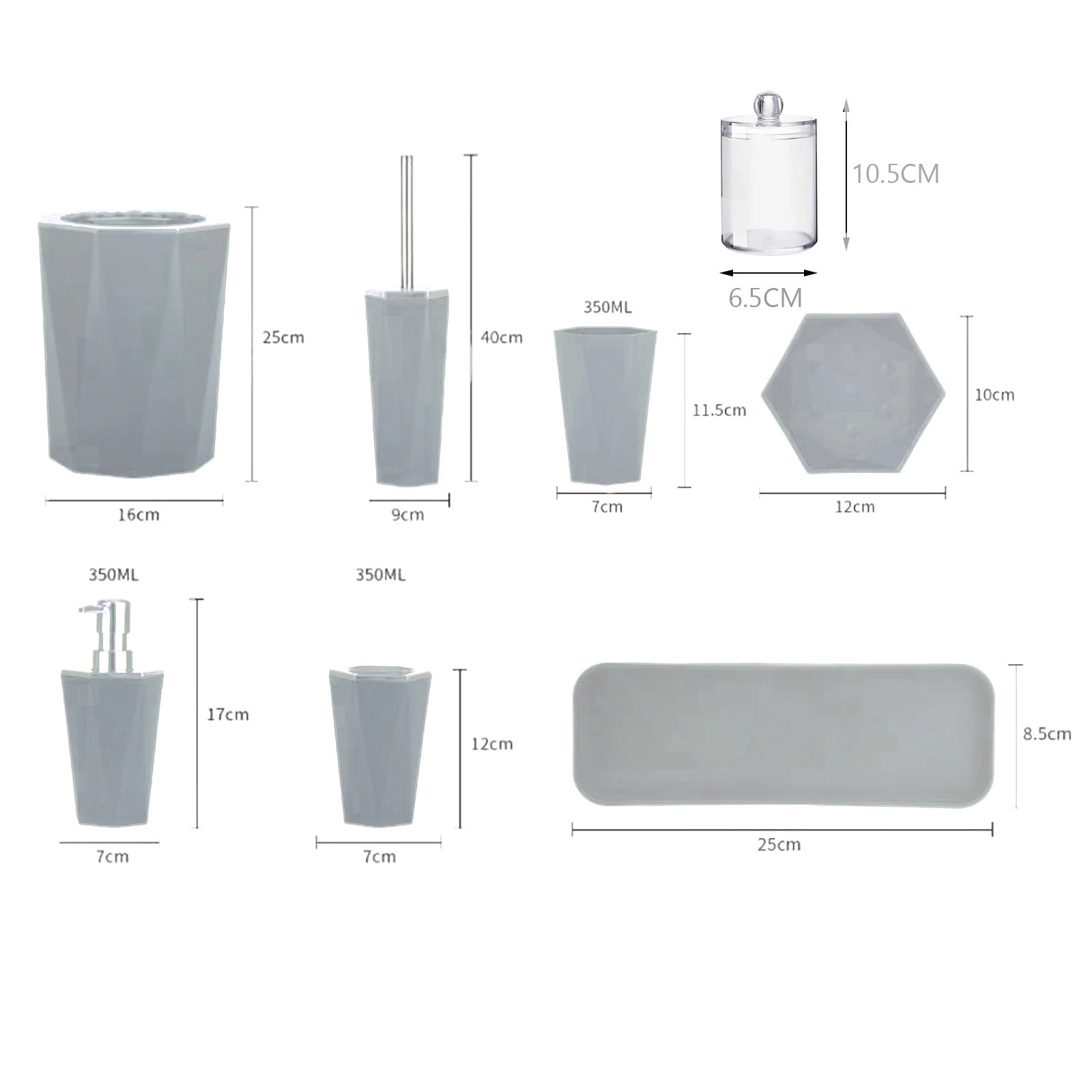 7Pcs Bathroom Accessories Set Toothbrush Cup and Soap Dispenser and Soap Dish and Tumbler for Apartment Decor Bathroom Toilet