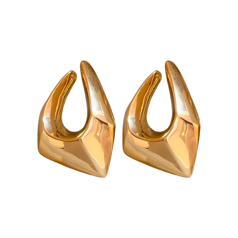 

True Gold Plated Silver Needle Geometric Faion Earrings Luxury Sensation Exaggerated Irregular Ele Jewelry Accories