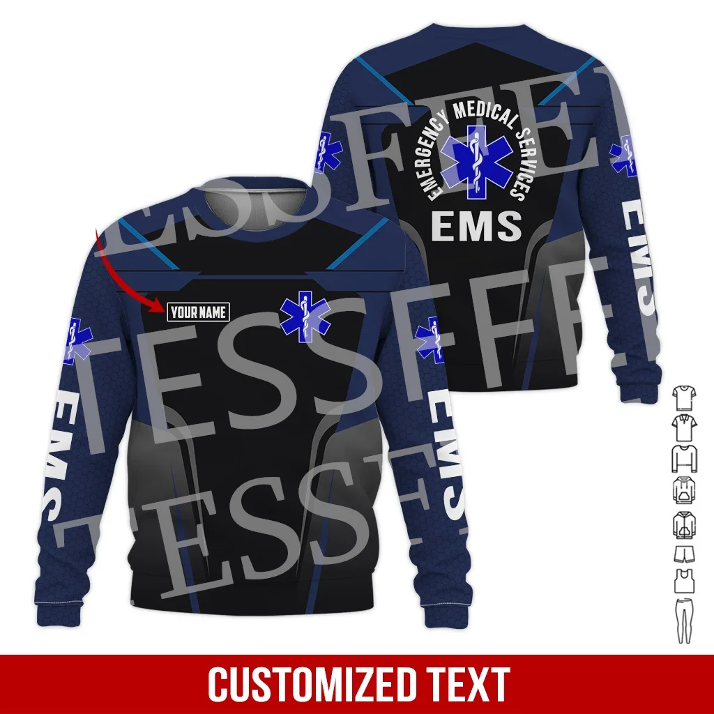 Custom Name Cosplay EMS EMT Medical Paramedic Nurse Worker Tattoo Retro 3DPrint Pullover Harajuku Jacket Casual Funny Hoodies 42