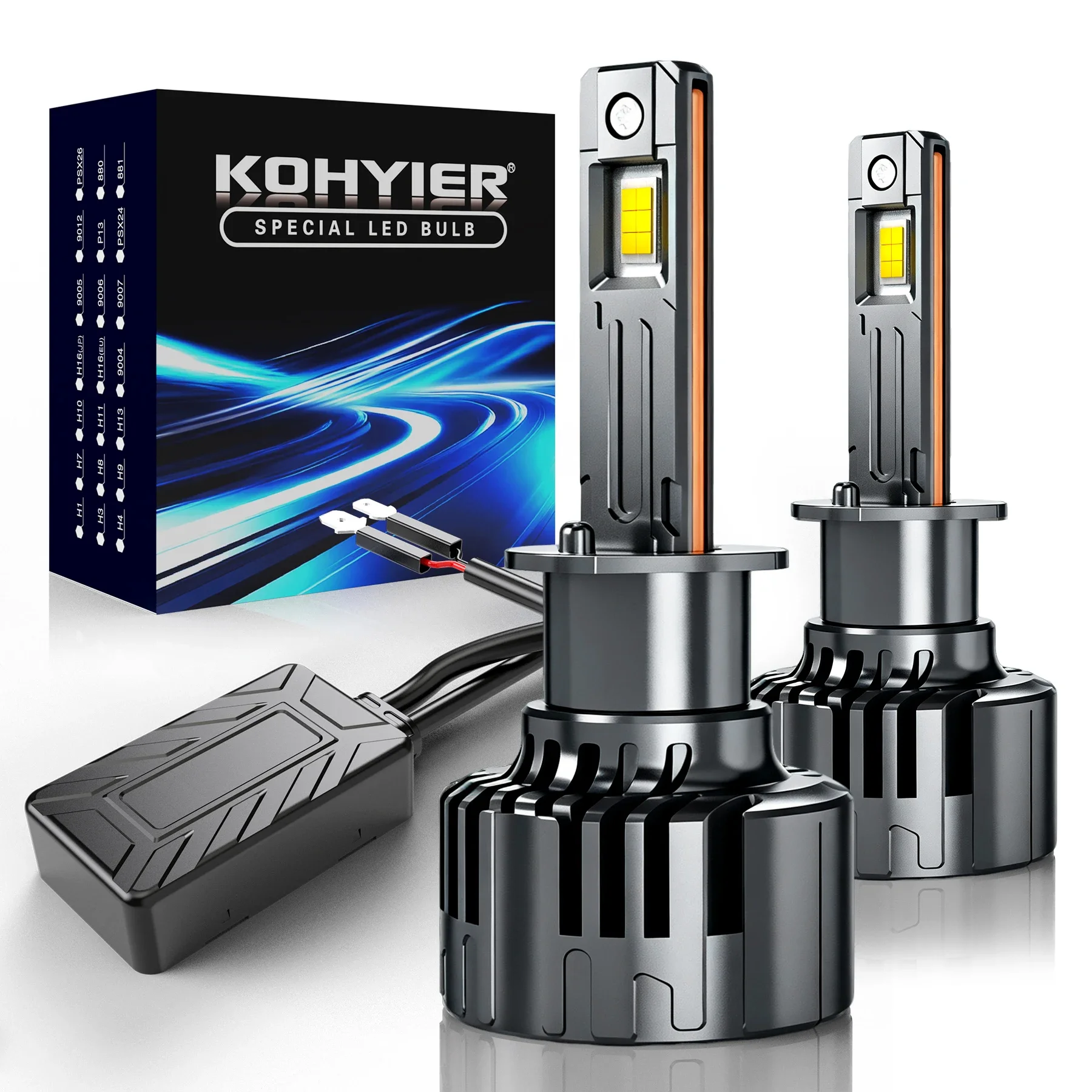 KOHYIER 2x H1 Led Headlight Canbus with Driver 6000K Pure White Fog Light Bulb 40000Lm Super Bright For BMW E30 E36 E34 E70 E53
