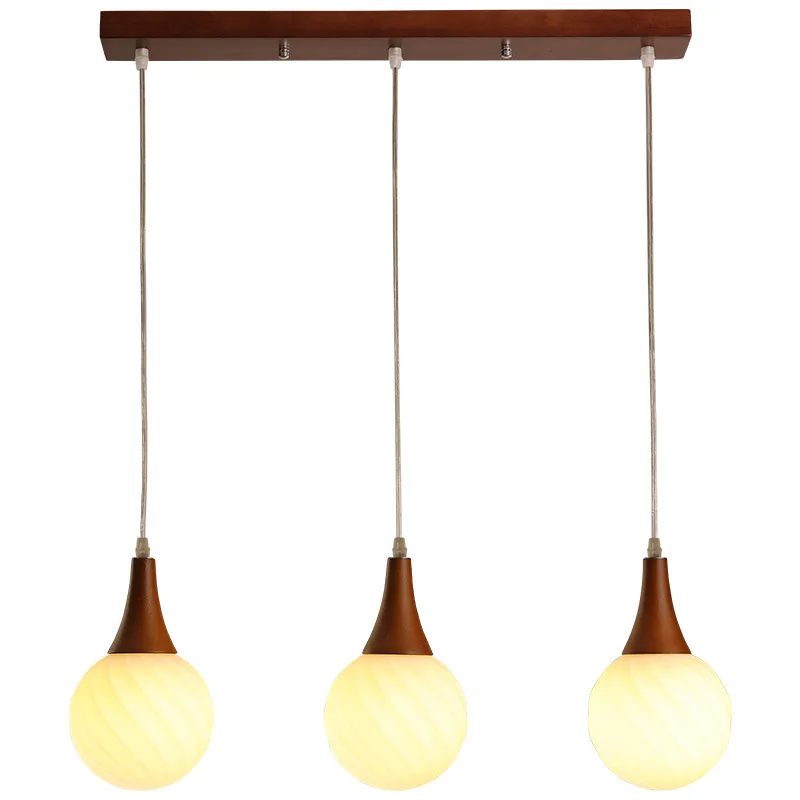 

Restaurant lights, three new Chinese solid wood lamps, simple and modern walnut color, Japanese single-head bar dining room