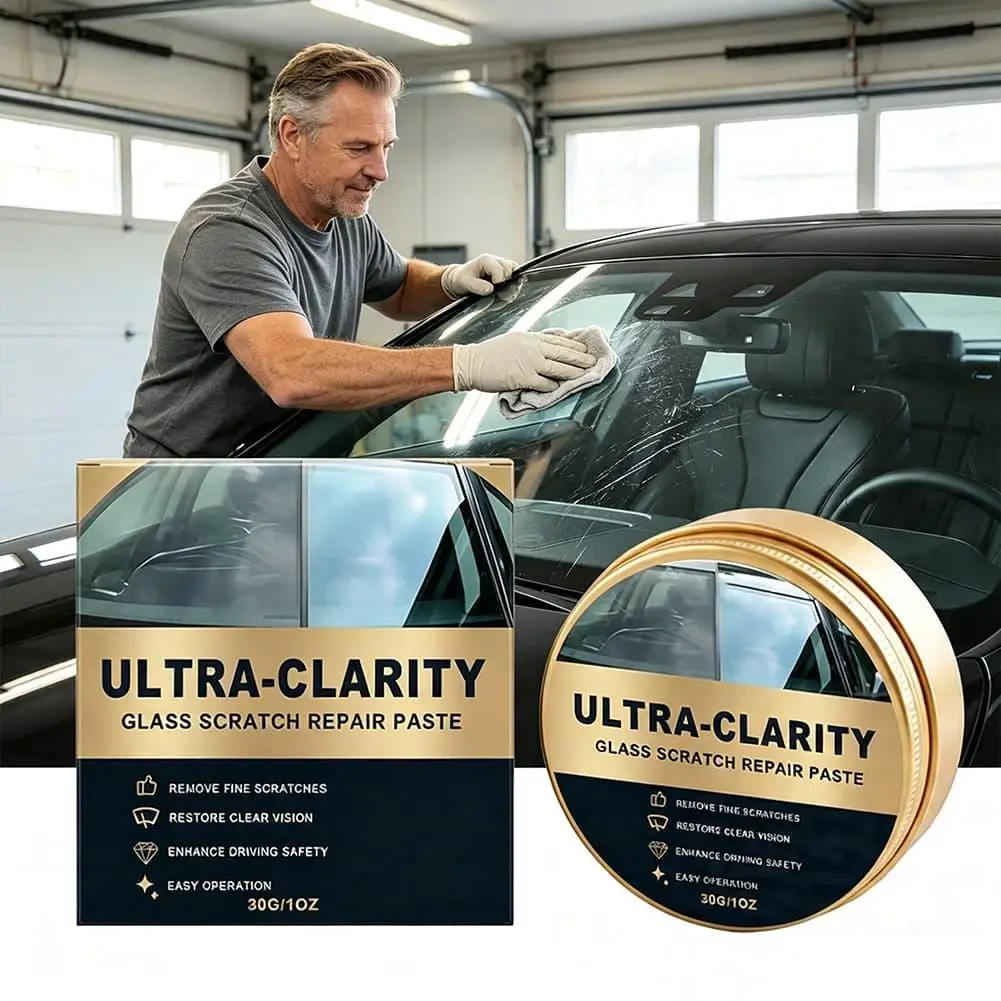 Ultra-Clarity Glass Scratch Repair Paste 30g, Car Window Glass Polish Cream, Remove Fine Scratches Restore Clear Vision