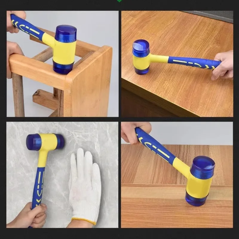 2025 جديد 25/35/45 مللي متر مزدوج الرأس متعدد الوظائف مزدوج الوجه لمسة ناعمة المطاط المطرقة الأسود البلاستيك المغلفة قبضة DIY بها بنفسك أداة اليد