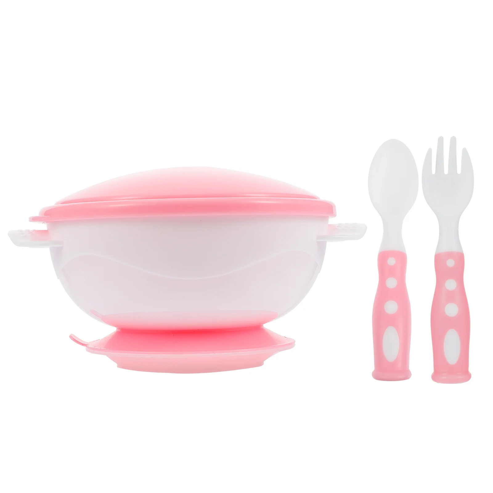 1Set Baby Bowl Set Suction Cup Toddler Feeding Bowl Anti-Slip Kids Tableware Fork Spoon Bright Color Durable Design