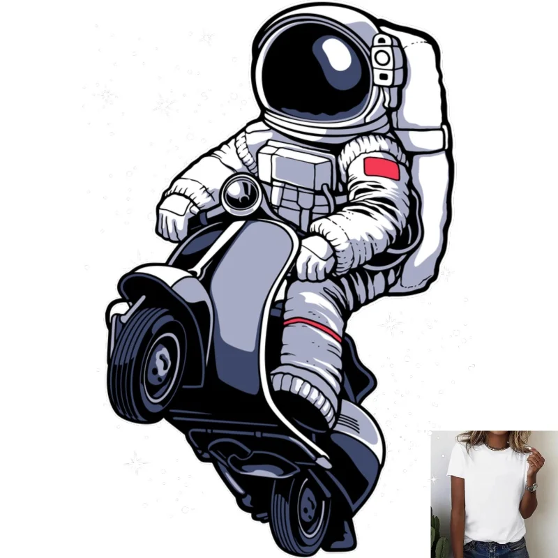 Trendy Trendy Astronaut Riding Motorcycle Heat Transfer White Ink Iron - on, Personalized Design for T - shirts, Canvas Bags, Casual & - Aliexpress Deal