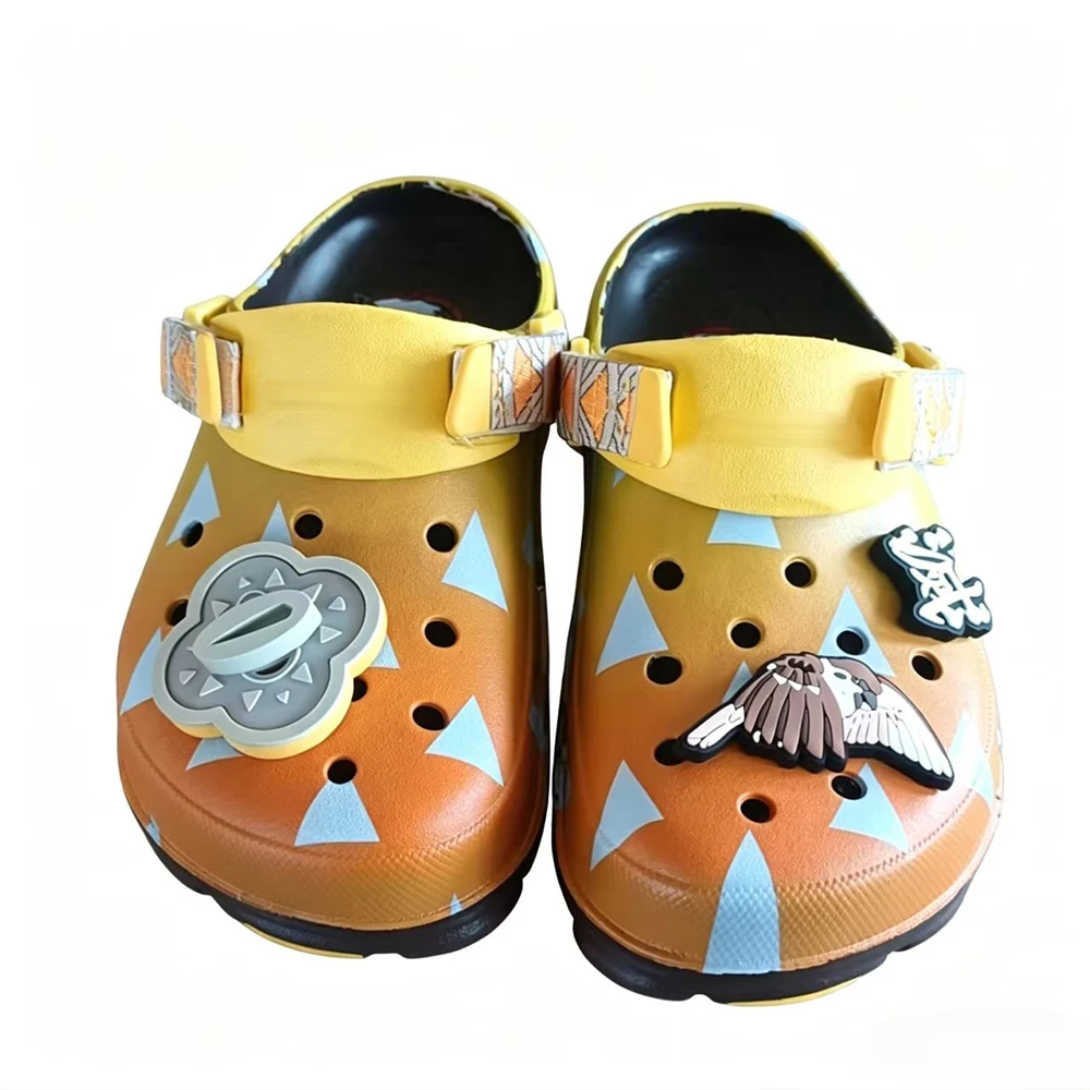 Kawaii Demon Slayer Zenitsu Agatsuma Themed Slippers Slides Non Slip Indoor Outdoor Footwear Anime Gift for Men Women Teen Fans