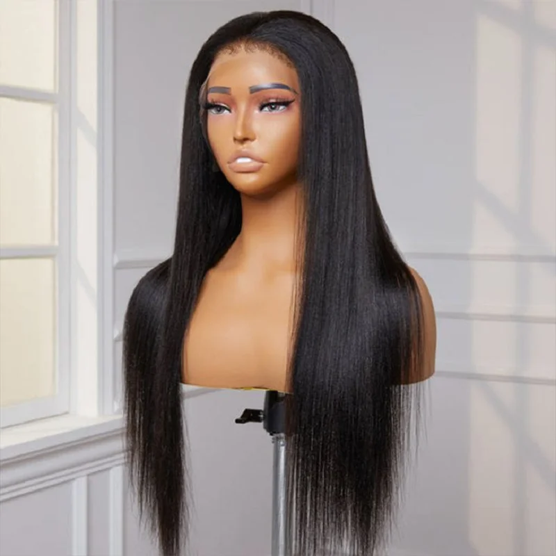 

26" Long PrePlucked Silky Straight Black 180 Density Lace Front Wigs For Black Women With Babyhair Lace Frontal Wigs Black Wig