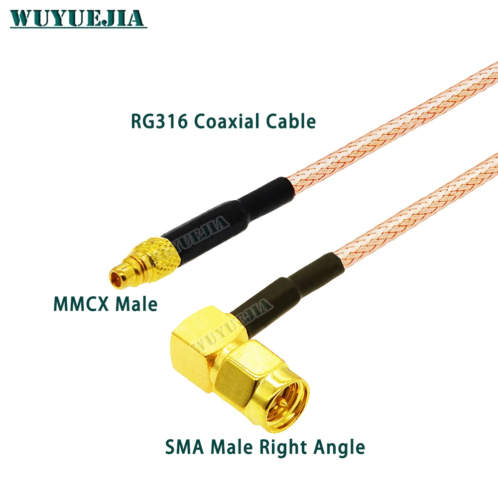 MMCX to SMA RG-316 Pigtail Cable MMCX Male to SMA Male Plug / Female Jack Right Angle RG316 Pigtail RF Coaxial Extension Cable