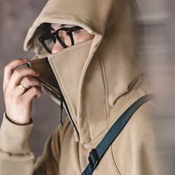 Maden Casual American Sweater Mask Hoodie Zipper High Street Machine Coat Men's Autumn Casual Cityboy Special Design Pullover