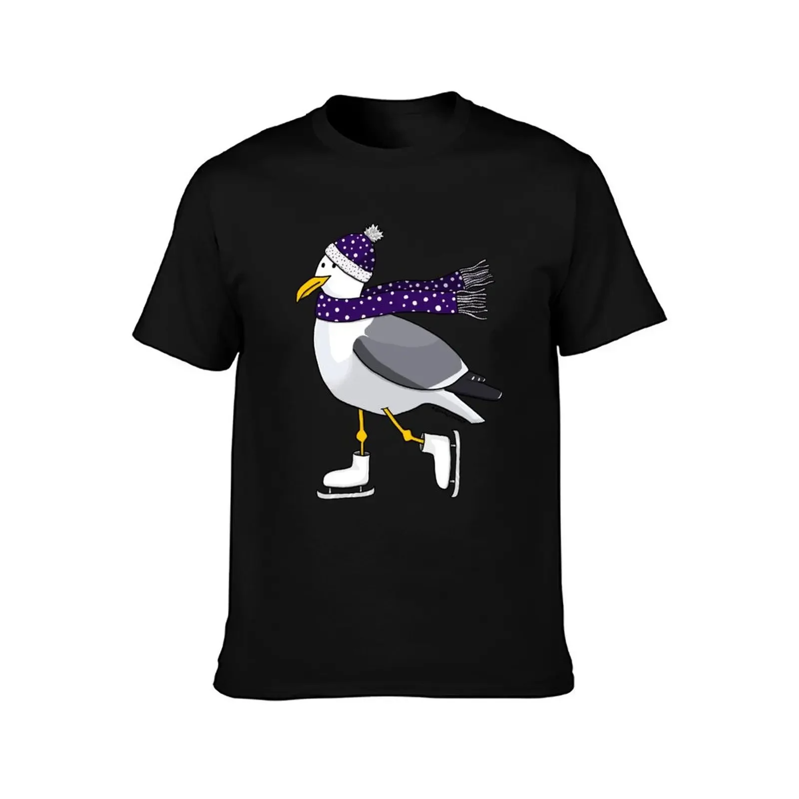 Ice skating Christmas Seagull T-Shirt anime figures hippie clothes gifts for boyfriend Men's t-shirts