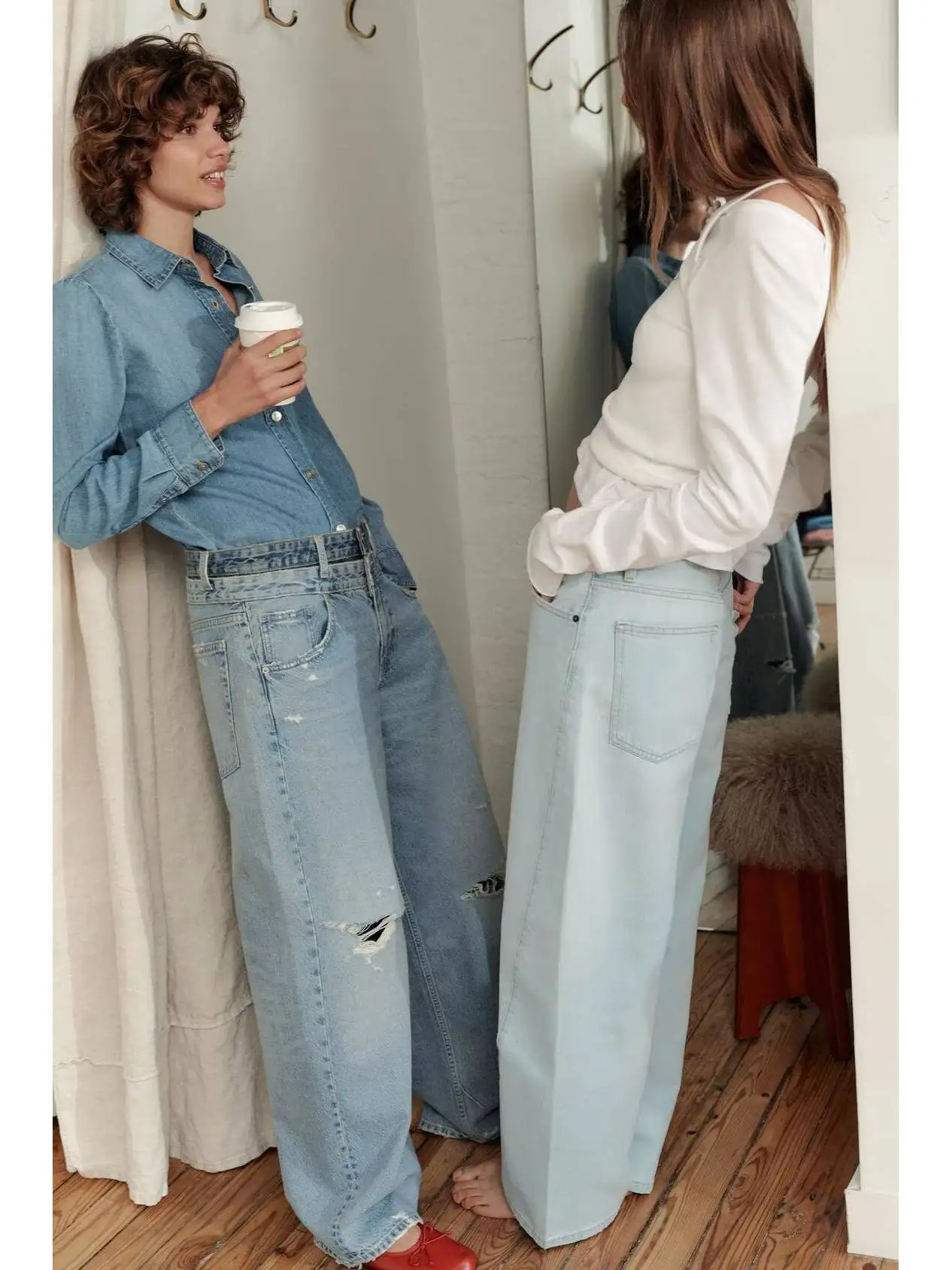 

Новинка весенней коллекции: женские джинсы прямого кроя с двойным слоем и простыми прорезями, повседневные, со средней посадкой, модель 360704