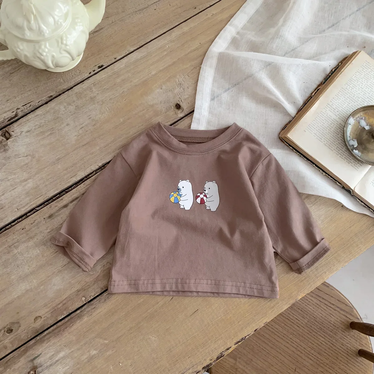 2023 Autumn New In Infant Newborn Baby Girls Boys Solid Color Full Sleeve Top Tees Waffle Pocket Strap Bodysuits Kids  Clothing